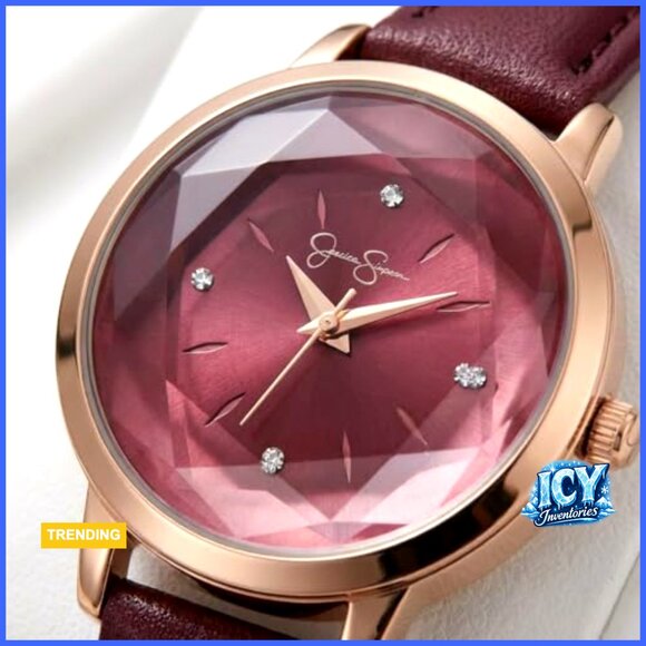Leather Band Watch with Crystal Dial, Quartz Movement, Elegant Dress Timepiece main image 7